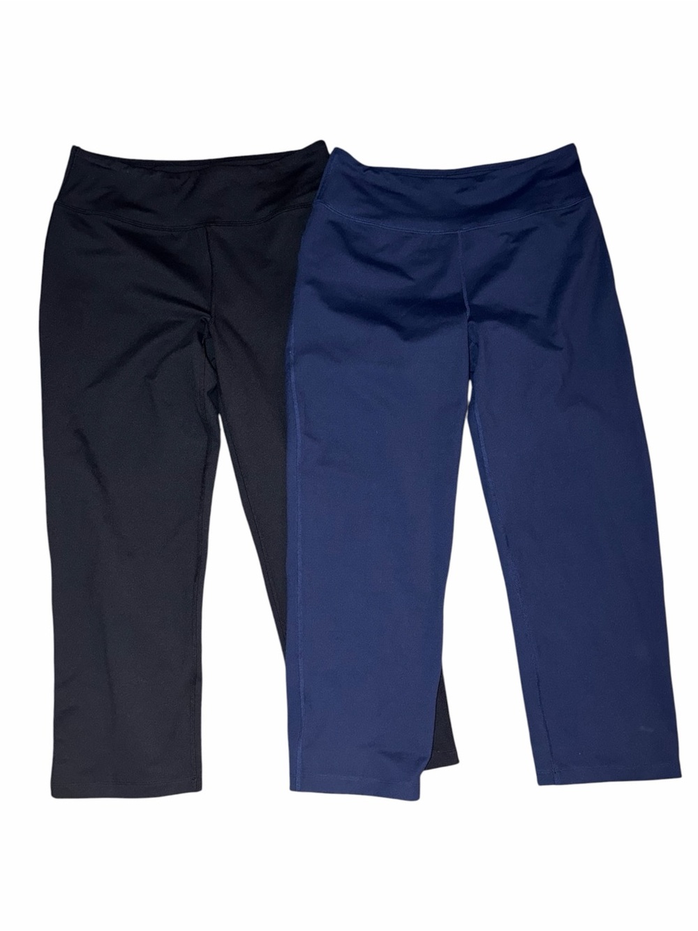 EUC Lands' End Cropped Leggings Black & Navy Ankle Length Active Medium Tall